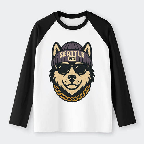 Seattle Husky - Raglan Long Sleeve T-Shirt