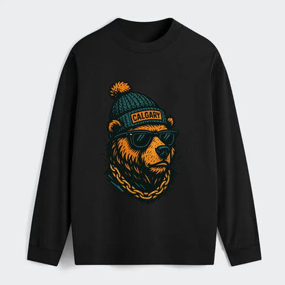 Calgary Grizzly Bear wearing Calgary bea - Classic Long Sleeve Shirt - Black