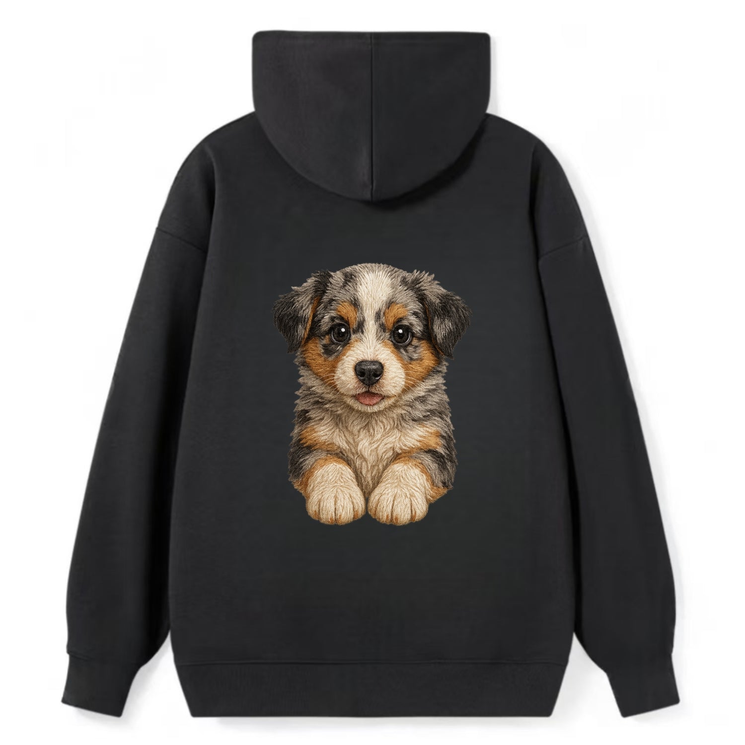 Baby Australian Shepherd Puppy - merle coat, bright eyes, fluffy, - Classic Pullover Hoodie - Black
