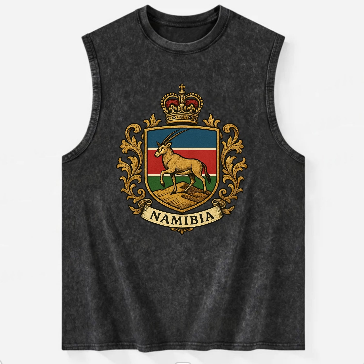 Namibia Heritage Badge  - Vintage Washed Tank - Black