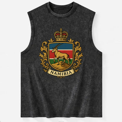 Namibia Heritage Badge  - Vintage Washed Tank - Black