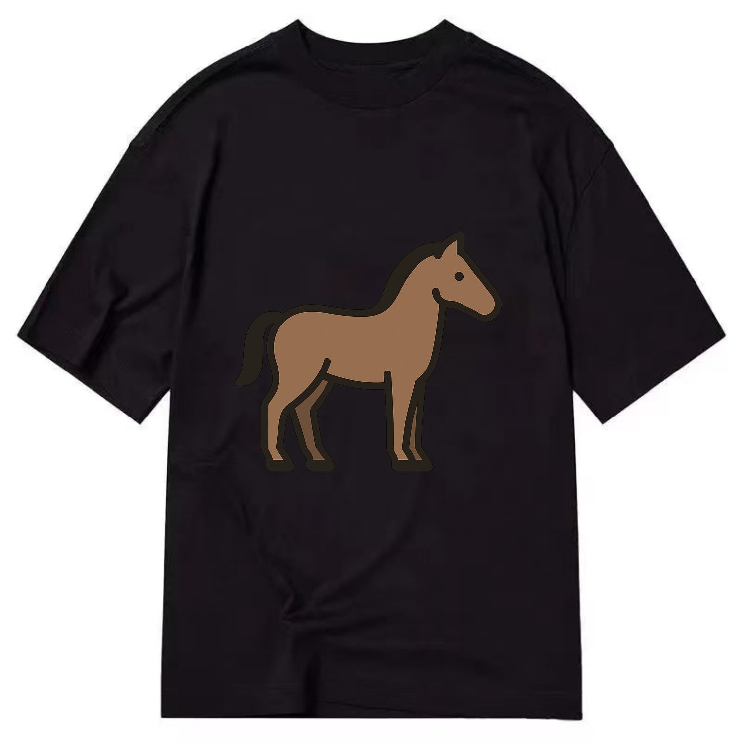 Horse - Brown standing pose flat side profile - Classic T-shirt - Black