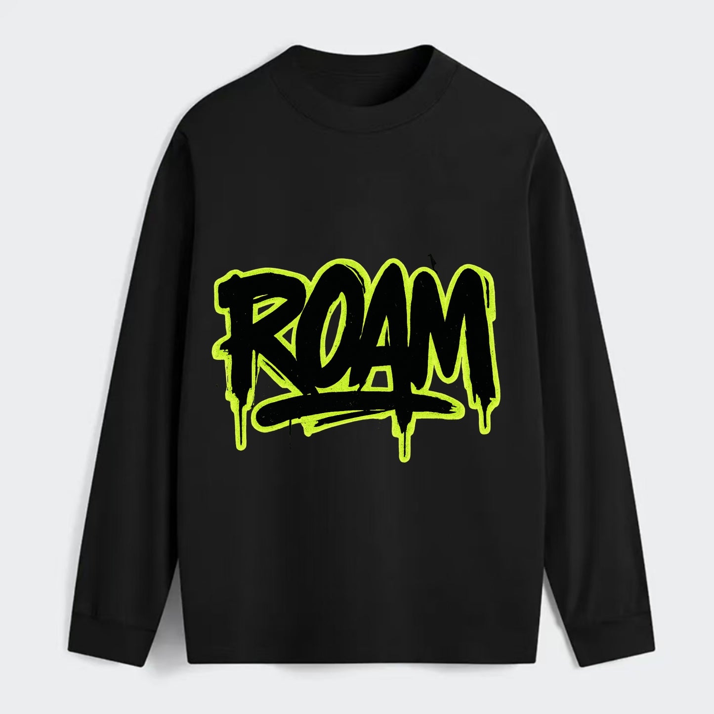 Bold typography design - "ROAM" - wander freely, no destination needed - Classic Long Sleeve Shirt - Black