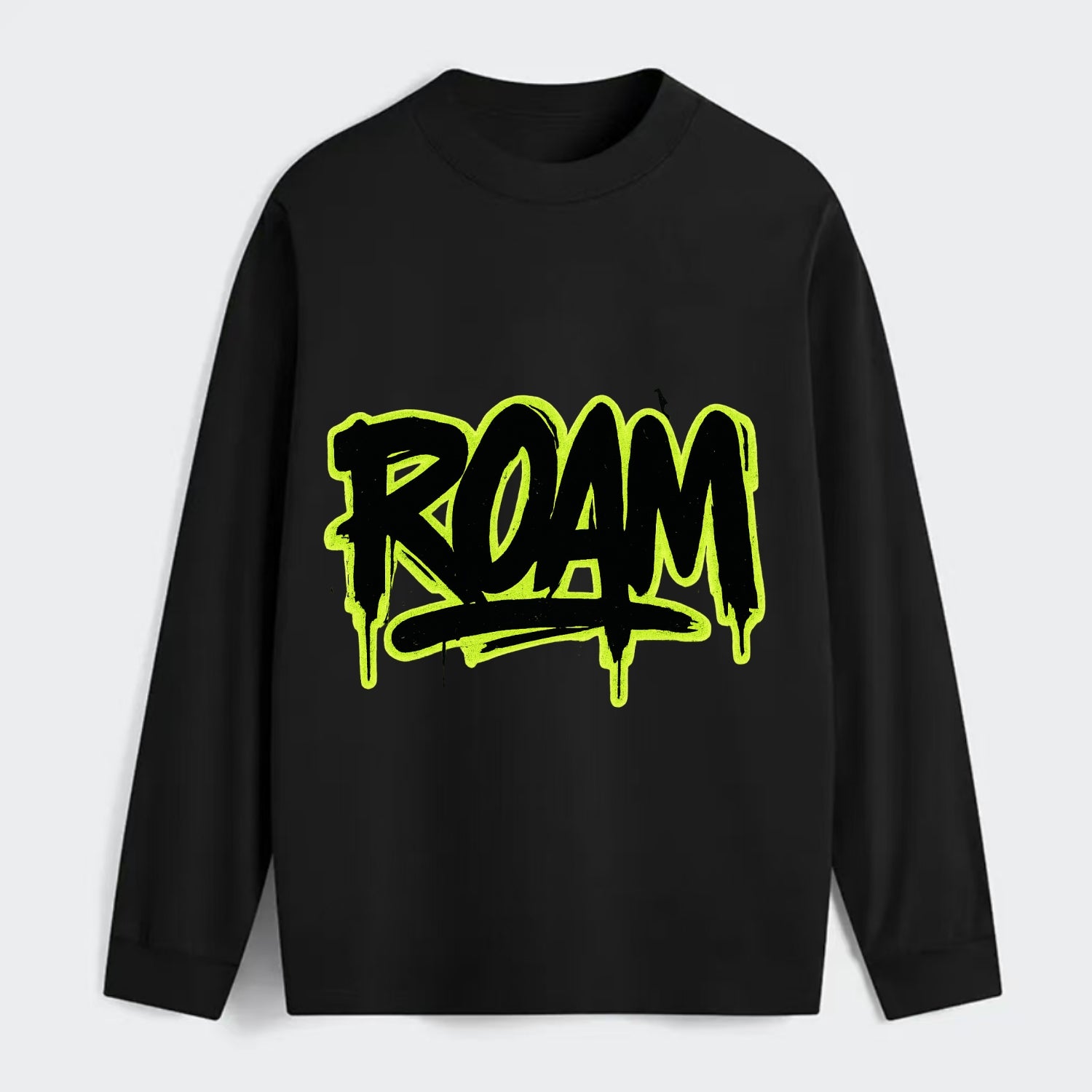 Bold typography design - "ROAM" - wander freely, no destination needed - Classic Long Sleeve Shirt - Black