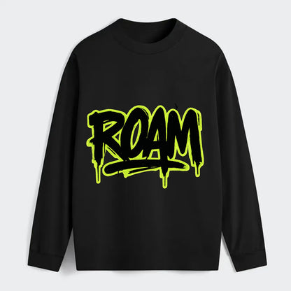 Bold typography design - "ROAM" - wander freely, no destination needed - Classic Long Sleeve Shirt - Black