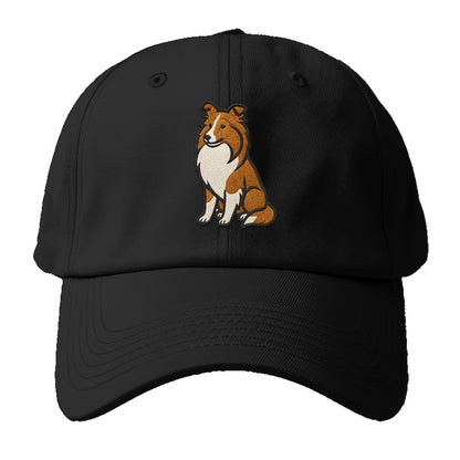 Shetland Sheepdog - Sable and white embr Baseball Cap For Big Heads - Black