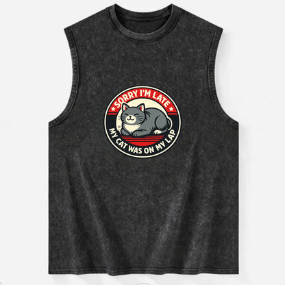 Charming Cat Loaf Excuse Emblem - Vintage Washed Tank - Black