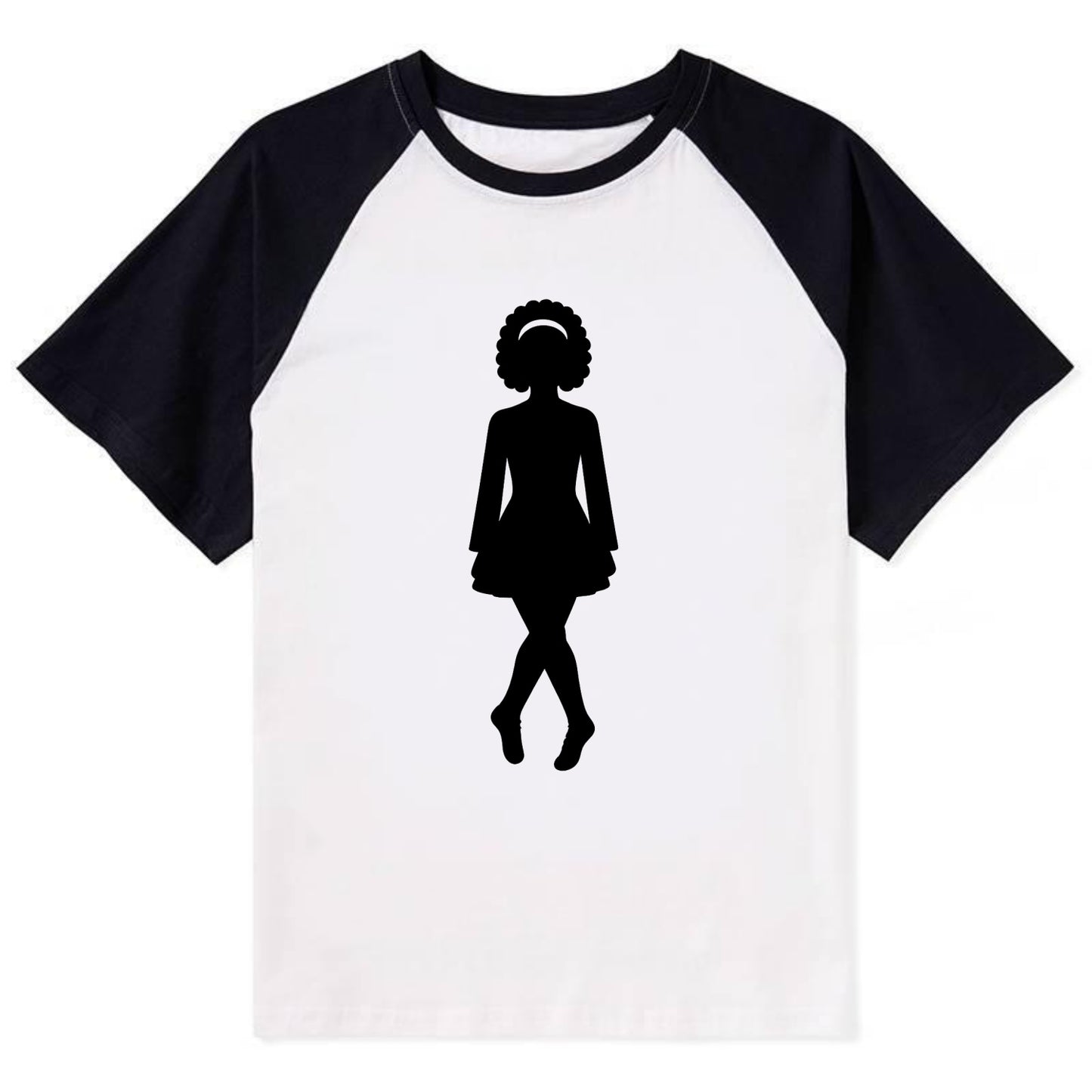 Irish step dancer traditional pose - Contrast Raglan T-shirt - Black