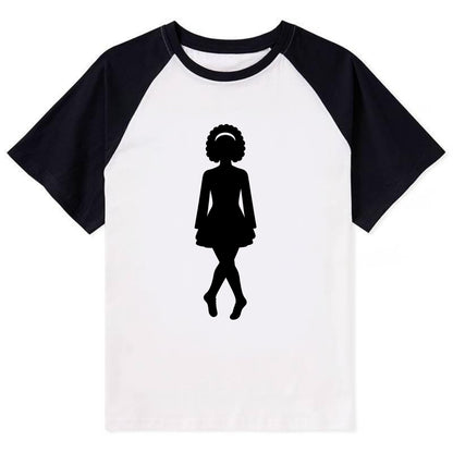 Irish step dancer traditional pose - Contrast Raglan T-shirt - Black