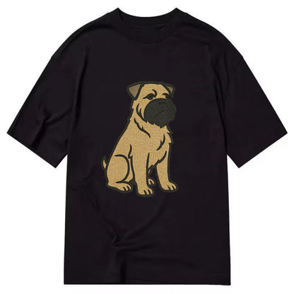 Bouvier des Flandres - Fawn rough coat embroidered design - Classic T-shirt - Black