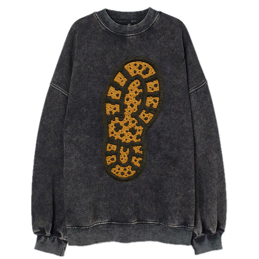 Hiking Boot Print  - Vintage Sweatshirt - Black