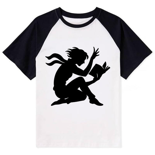 Reader lost in book moment - Contrast Raglan T-shirt