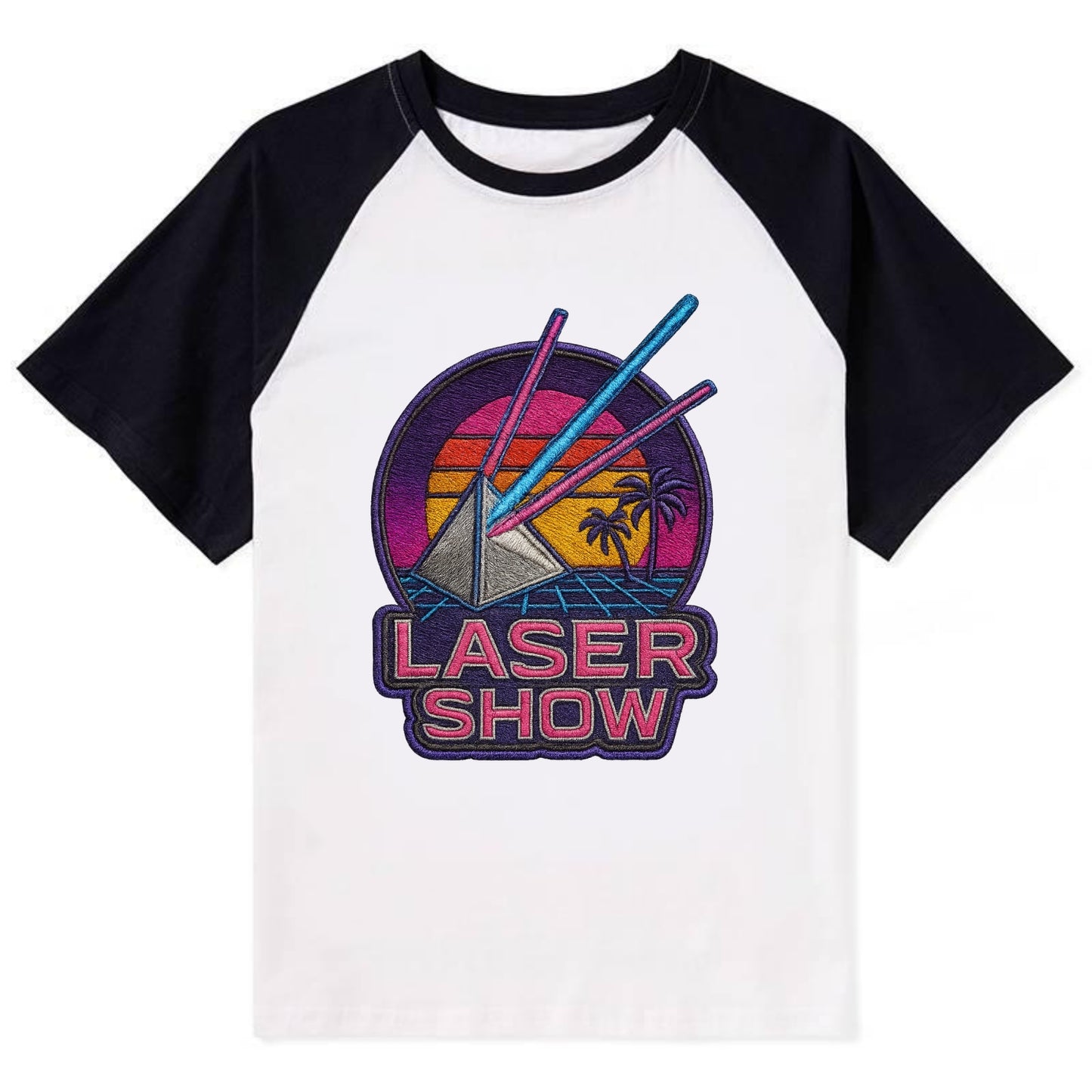 Laser Show - Contrast Raglan T-shirt - Black