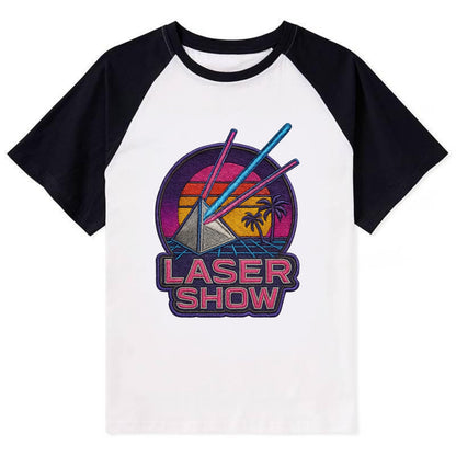 Laser Show - Contrast Raglan T-shirt - Black