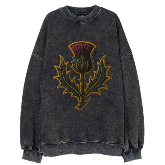 Scottish Thistle  - Vintage Sweatshirt - Black