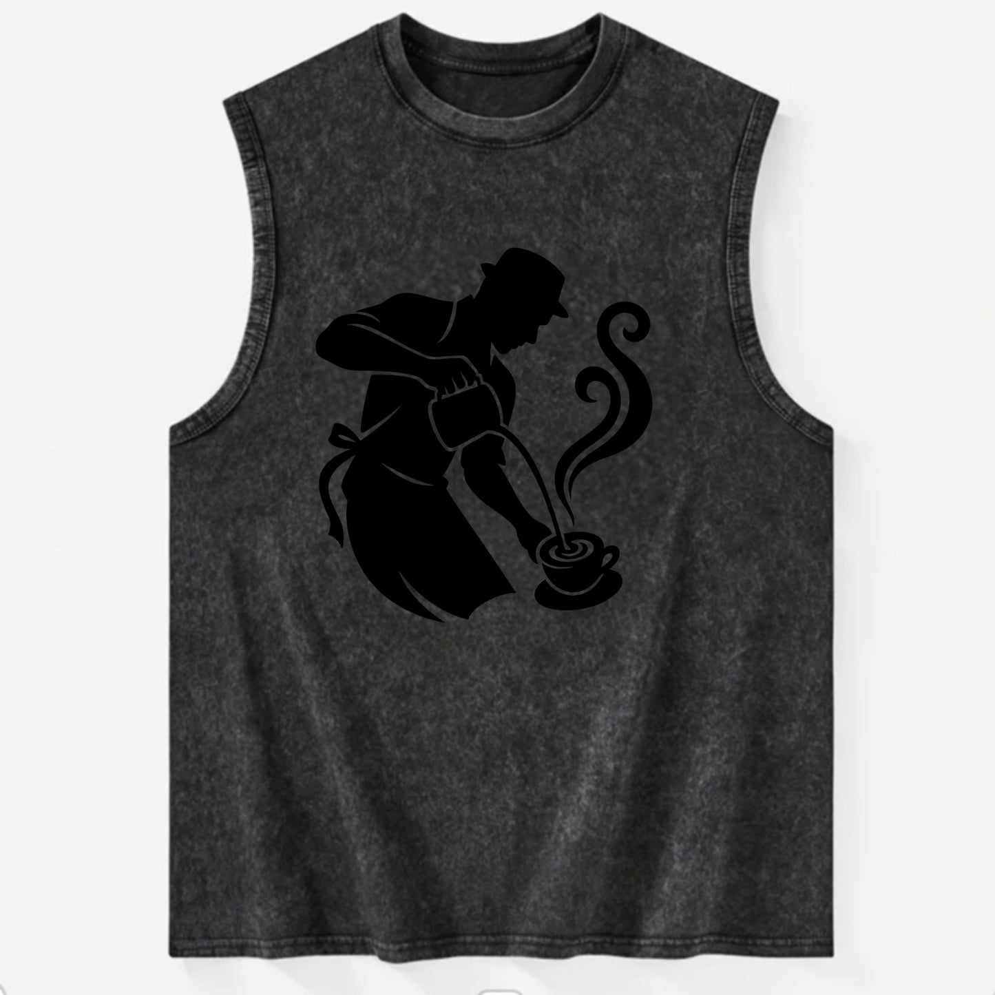 Barista creating latte art - Vintage Washed Tank - Black