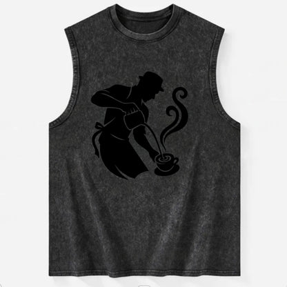 Barista creating latte art - Vintage Washed Tank - Black