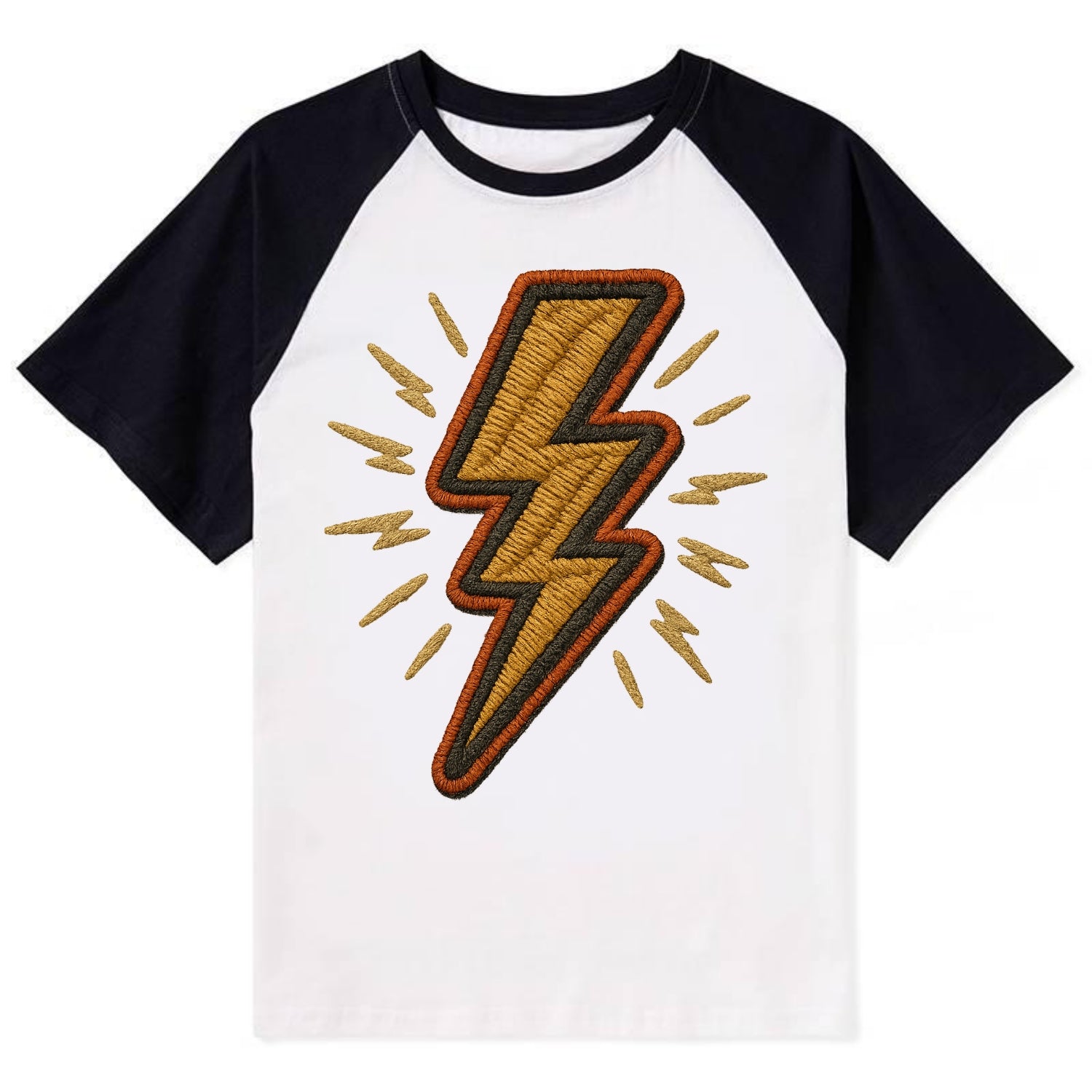 Lightning Bolt  - Contrast Raglan T-shirt - Black
