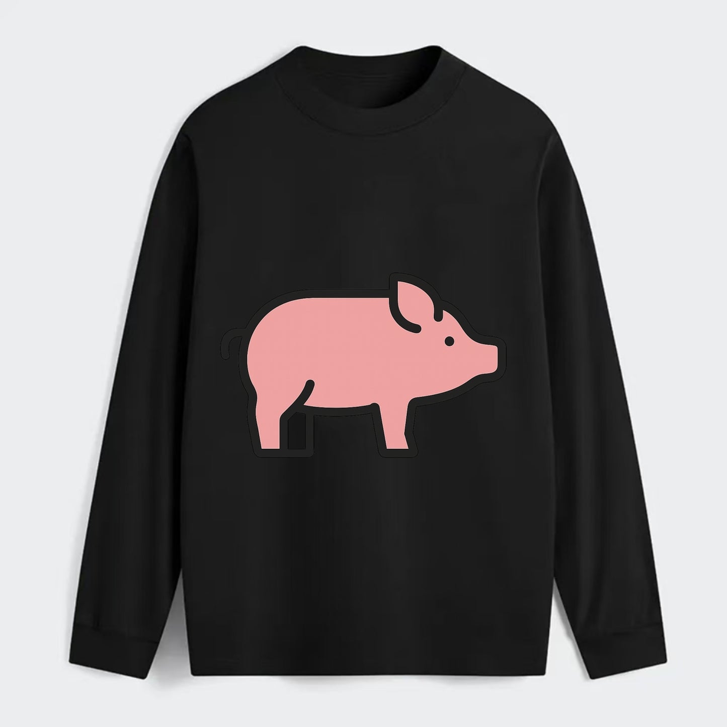Pig - Pink farm pig flat side profile - Classic Long Sleeve Shirt - Black