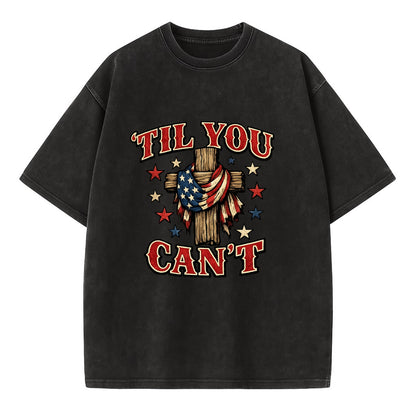 Til You Cant - Flag Cross - Vintage T-shirt - Black