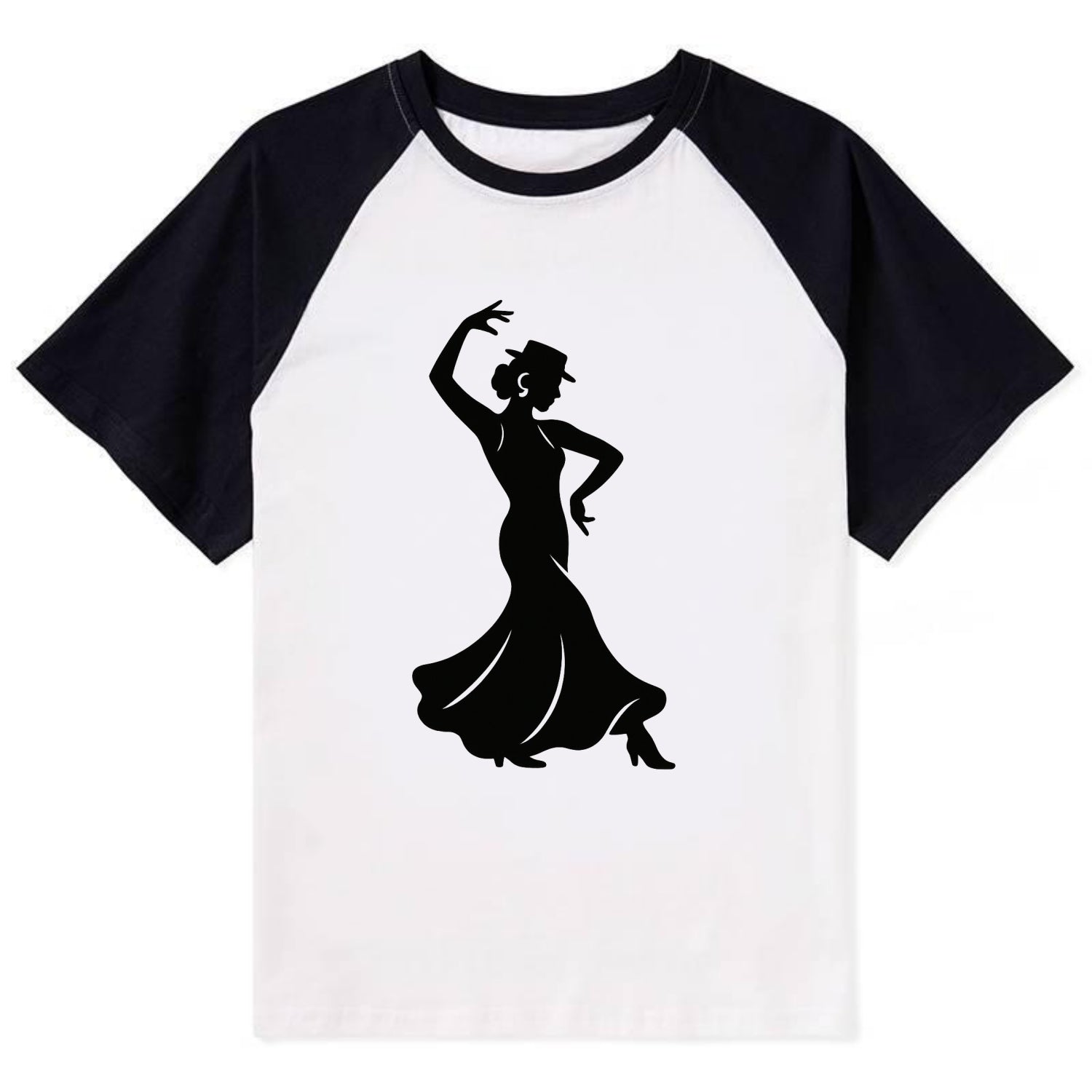 Flamenco dancer passionate stance - Contrast Raglan T-shirt - Black