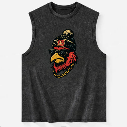 Louisville Cardinal wearing Louisville beanie with L patch - Vintage Washed Tank