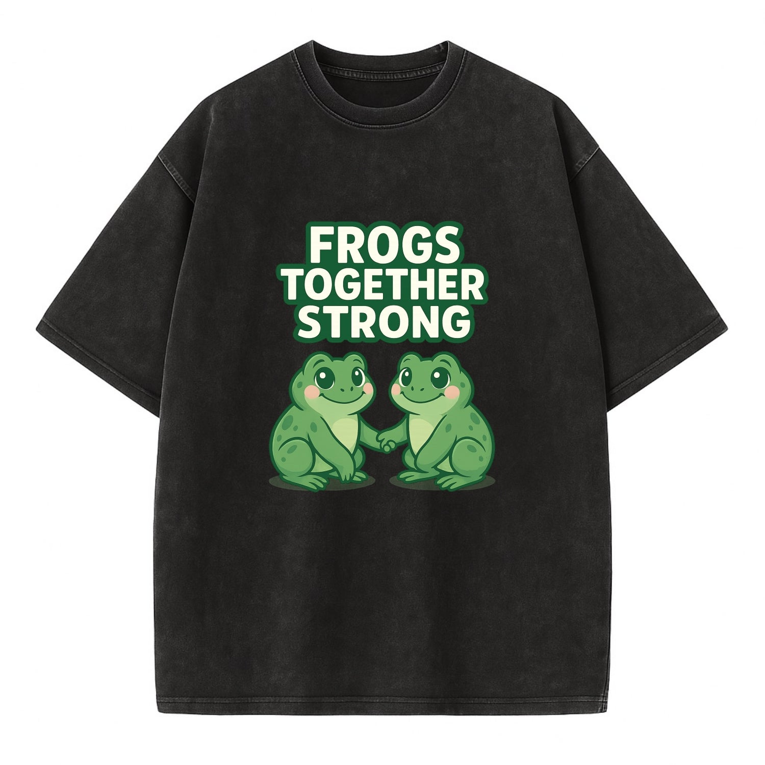 Frogs Together Strong 2 - Vintage T-shirt - Black