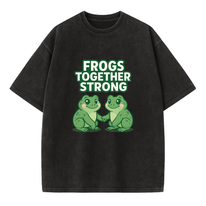 Frogs Together Strong 2 - Vintage T-shirt - Black