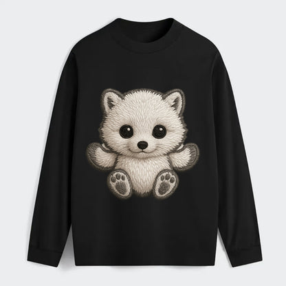 Baby Arctic Fox - white fluffy, tiny black nose, bright curious eyes, - Classic Long Sleeve Shirt - Black