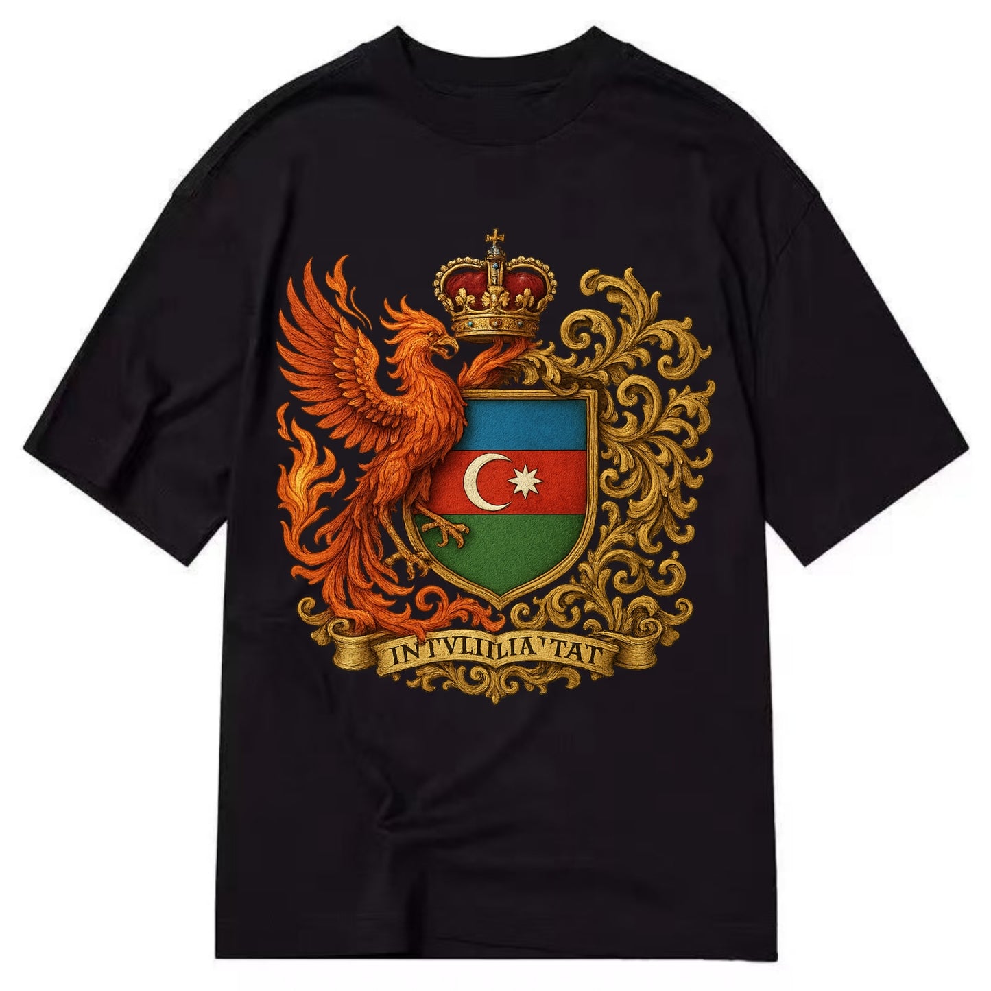Azerbaijan Fire Phoenix Emblem  - Classic T-shirt - Black