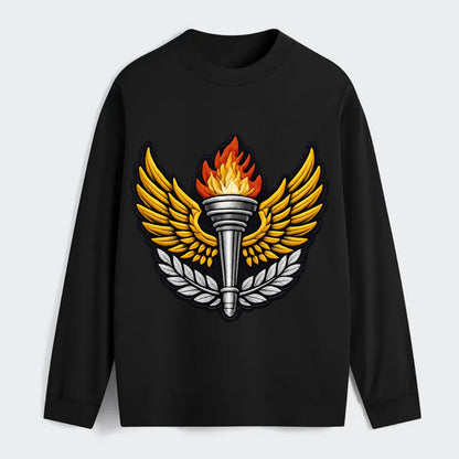 Embroidered patch design - TRACK AND FIELD TORCH - Olympic style torch - Classic Long Sleeve Shirt - Black