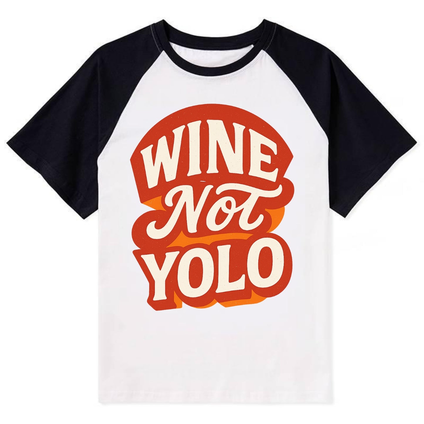 Wine Not - YOLO - Contrast Raglan T-shirt - Black