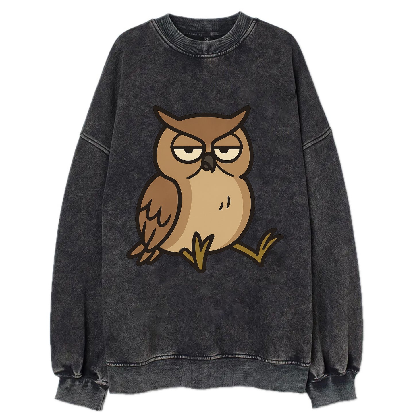The Owl Judging Silently - Vintage Sweatshirt - Black
