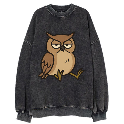 The Owl Judging Silently - Vintage Sweatshirt - Black