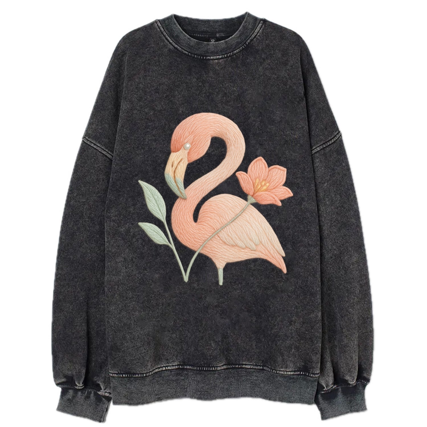 Peach Flamingo - Vintage Sweatshirt - Black