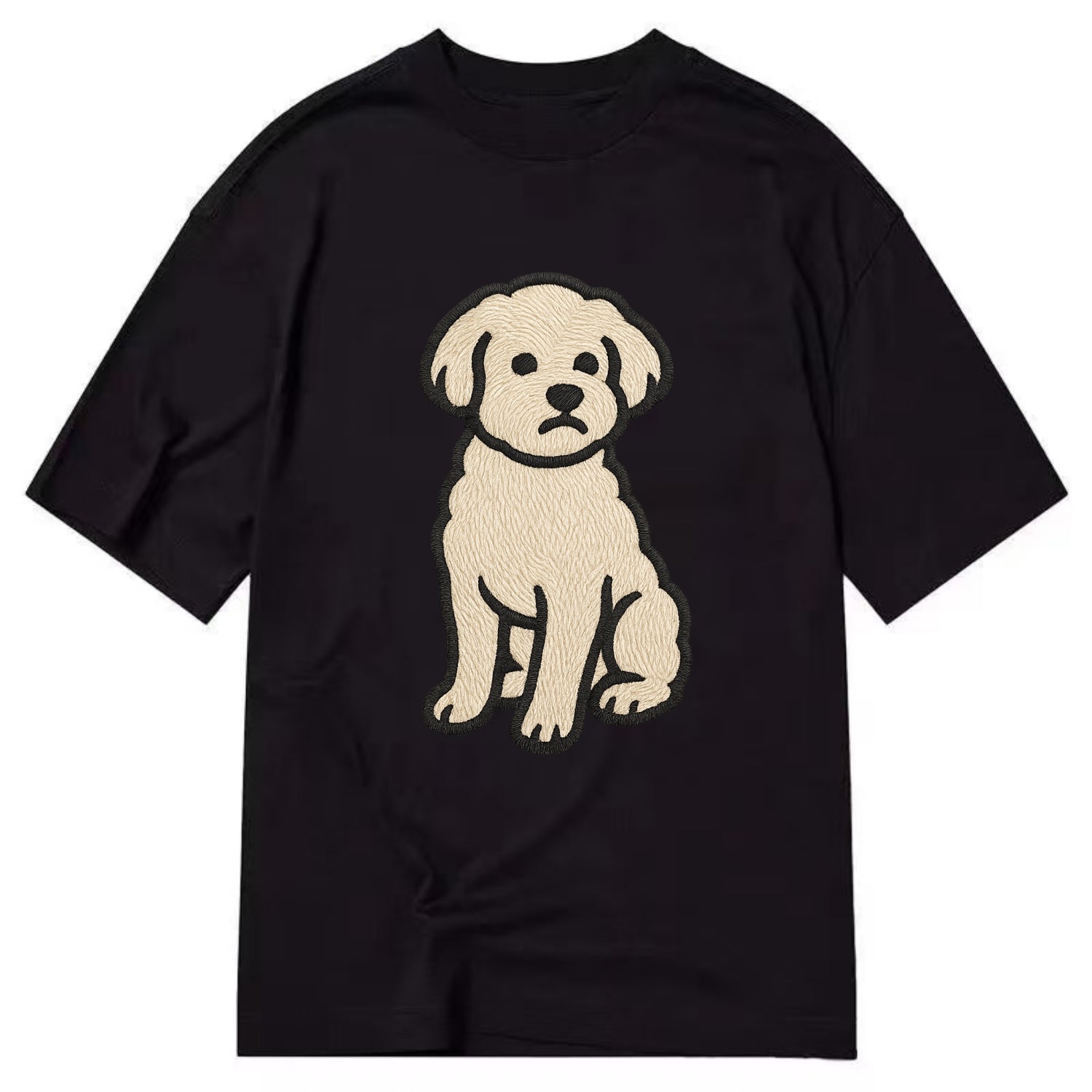 Maltipoo - White curly sitting pose - Cl Classic T-shirt - Black
