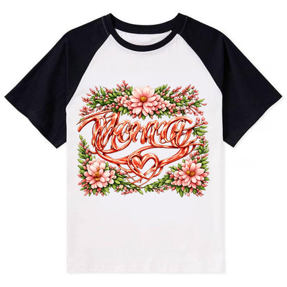 Mama Script - Contrast Raglan T-shirt - Black