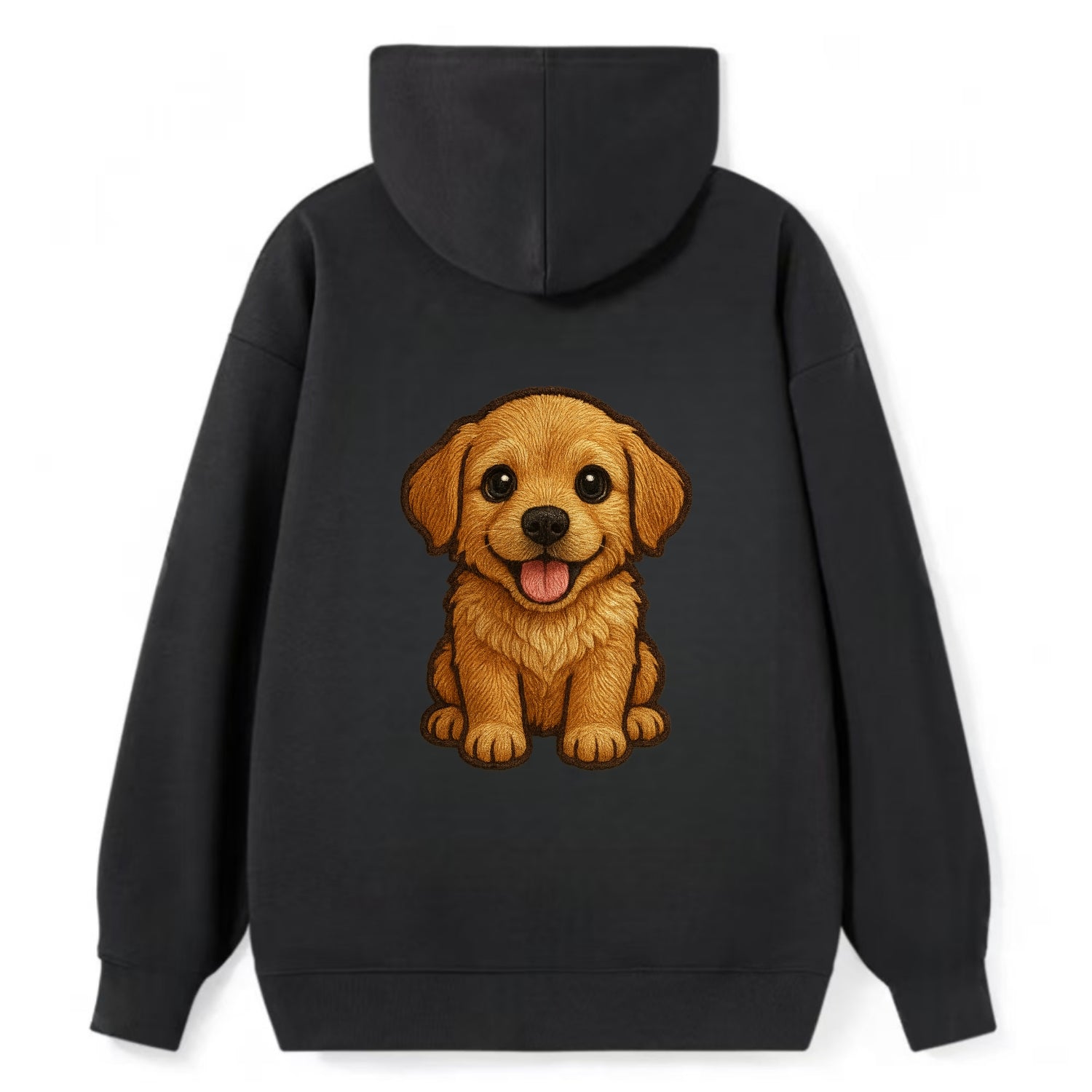 Baby Golden Retriever Puppy - fluffy golden fur, big brown eyes, pink - Classic Pullover Hoodie - Black