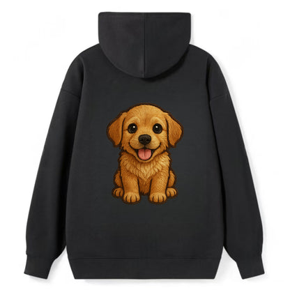Baby Golden Retriever Puppy - fluffy golden fur, big brown eyes, pink - Classic Pullover Hoodie - Black