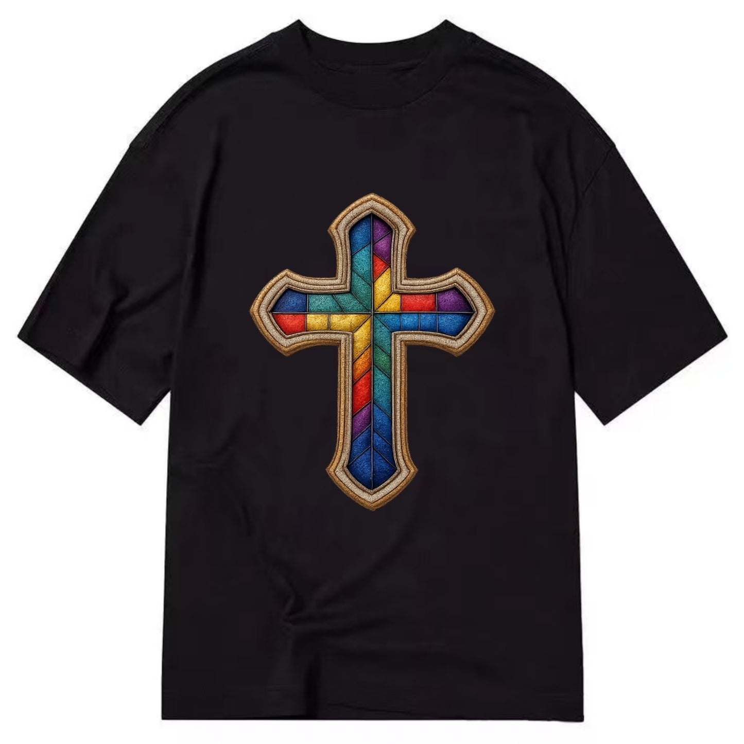 Stained Glass Cross  - Classic T-shirt - Black