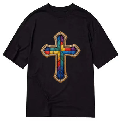 Stained Glass Cross  - Classic T-shirt - Black