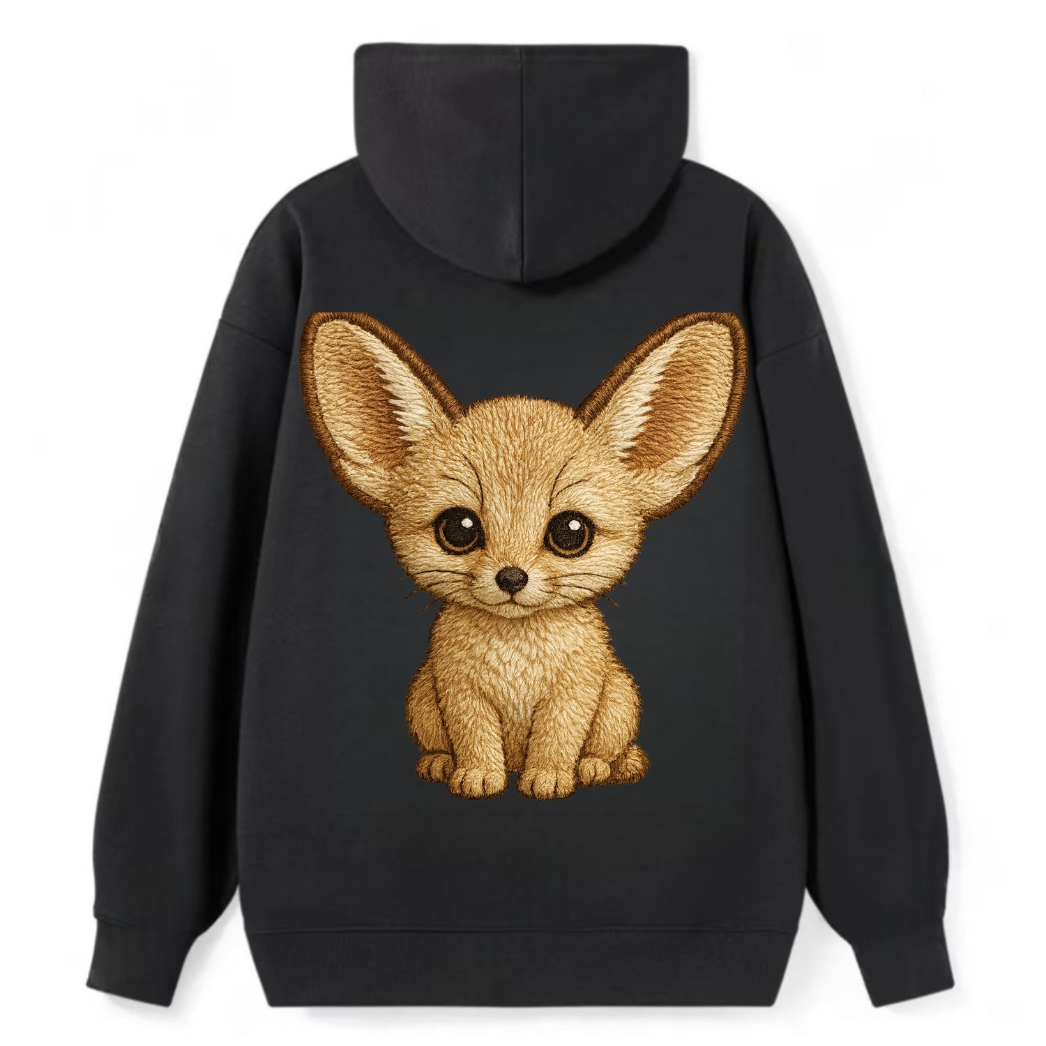 Baby Fennec Fox - huge ears, cream fur, large dark eyes, front-facing, - Classic Pullover Hoodie - Black