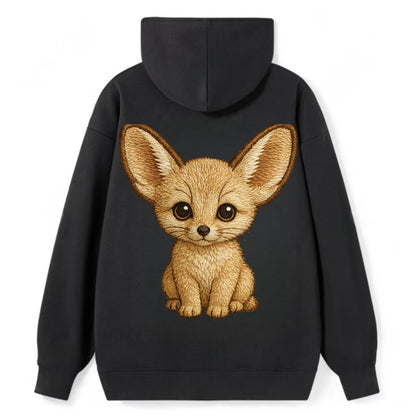 Baby Fennec Fox - huge ears, cream fur, large dark eyes, front-facing, - Classic Pullover Hoodie - Black