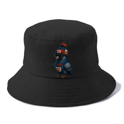 Manhattan Pigeon wearing Giants beanie with Empire State patch and wayfarer sunglasses - Bucket Hat - Black