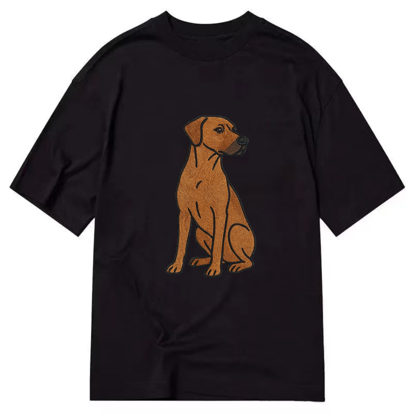 Rhodesian Ridgeback - Red wheaten embroidered pose - Classic T-shirt - Black