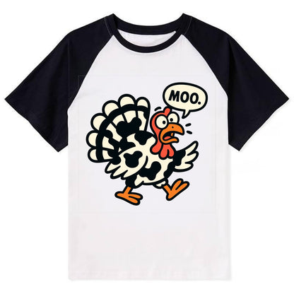 Mooing Turkey - Contrast Raglan T-shirt - Black