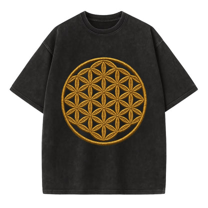 Flower of Life  - Vintage T-shirt - Black