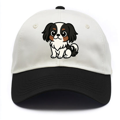 Japanese Chin - Black and white sitting pose - Two Tone Cap - Black
