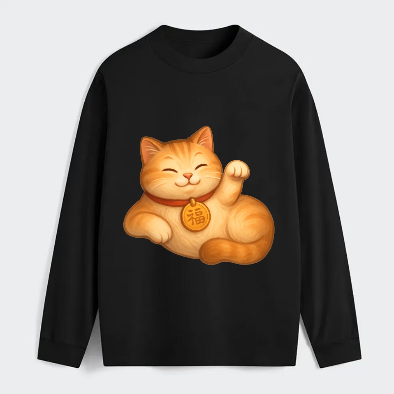 Maneki Neko Pose - Classic Long Sleeve Shirt - Black