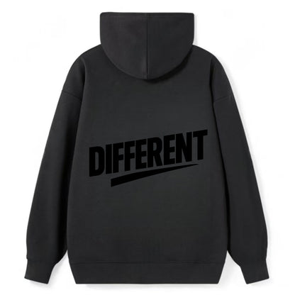 Bold typography design - "DIFFERENT" - standing out, not following crowd - Classic Pullover Hoodie - Black